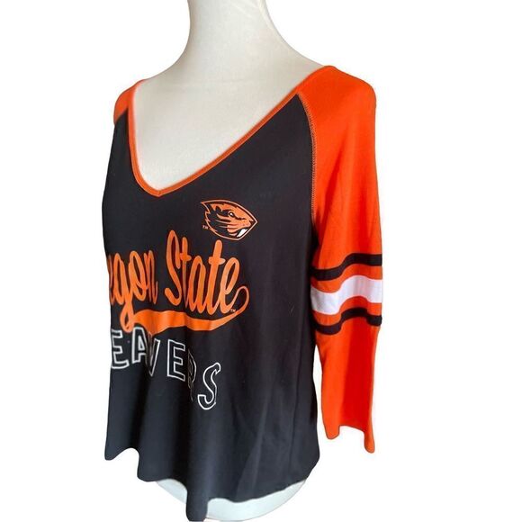 Colosseum Oregon State Beavers Black/Orange Women’s V-Neck Top Size Medium-NWOT - Picture 5 of 10